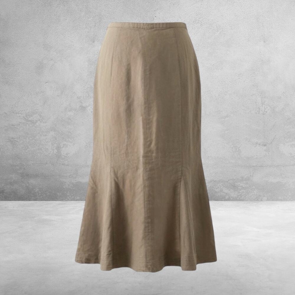 VTG Christopher & Banks Skirt Women's 6 Tan Linen Blend Lagenlook Midi Maxi 90s - Picture 10 of 11
